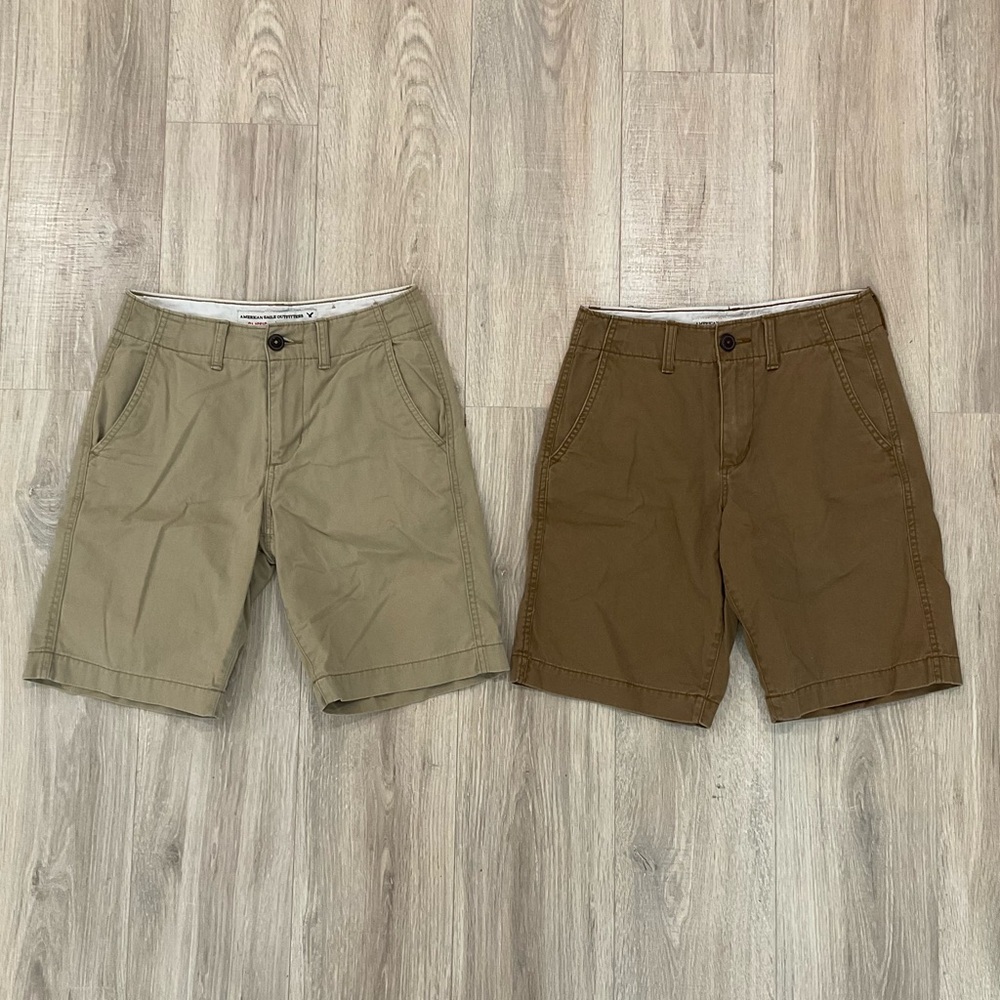 American eagle Men's Tan and Brown Khaki Shorts